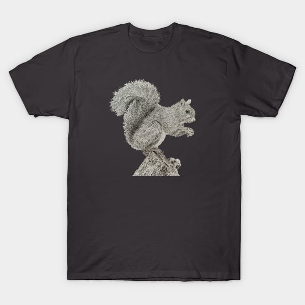 Dotwork Squirrel Art Print T-Shirt by DrawWithSacha